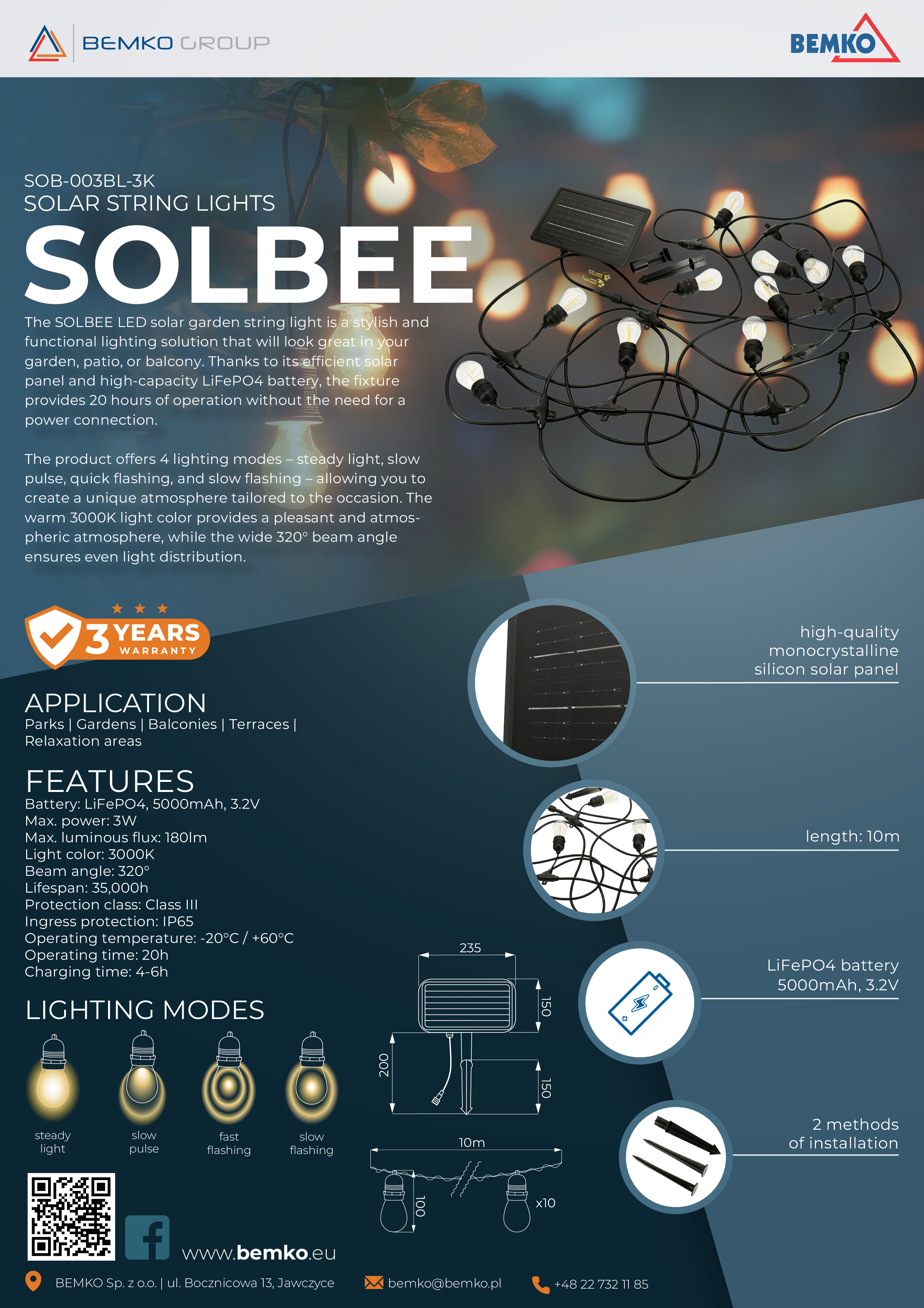 SOB-003BL-3K – SOLBEE SOLAR STRING LIGHTS